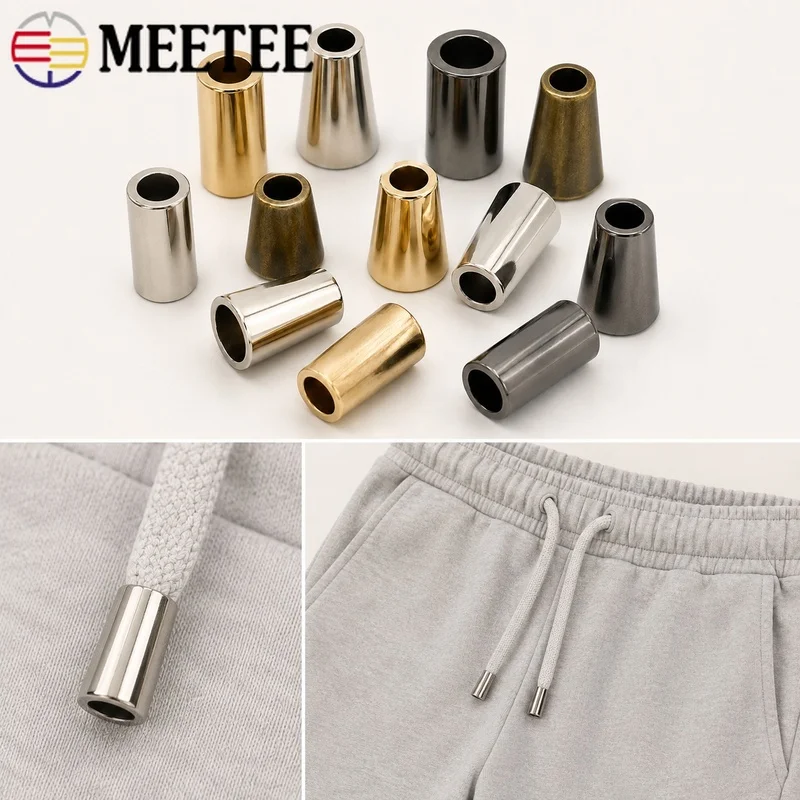 30Pcs 4x9.5x15mm/5mm Metal Cord End Caps Hoodie Drawstring Tips Pants Waist Rope Stoppers Bag Drawcord Aglets Sewing Accessories