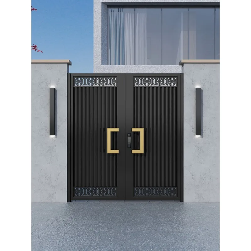 FOB الحديثة سبائك الألومنيوم فيلا فناء بوابة الأمن باب مزدوج الحديد الفولاذ المقاوم للصدأ غير قابل للصدأ في الهواء الطلق