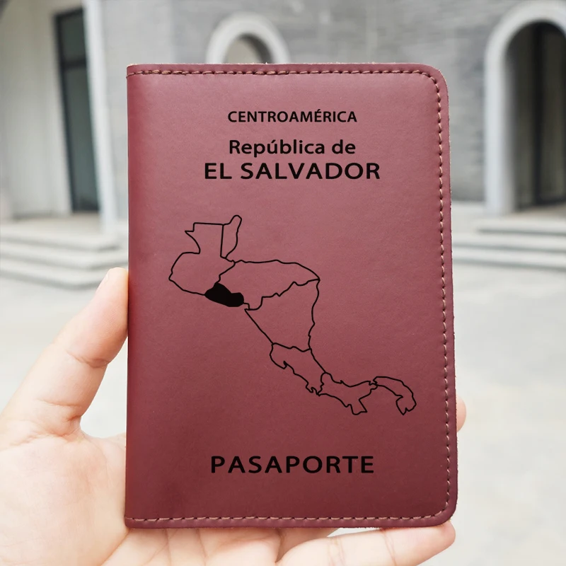 Funda para pasaporte de viaje hecha a mano de la República de El Salvador, nombre personalizado, tarjetero para pasaporte de El Salvador