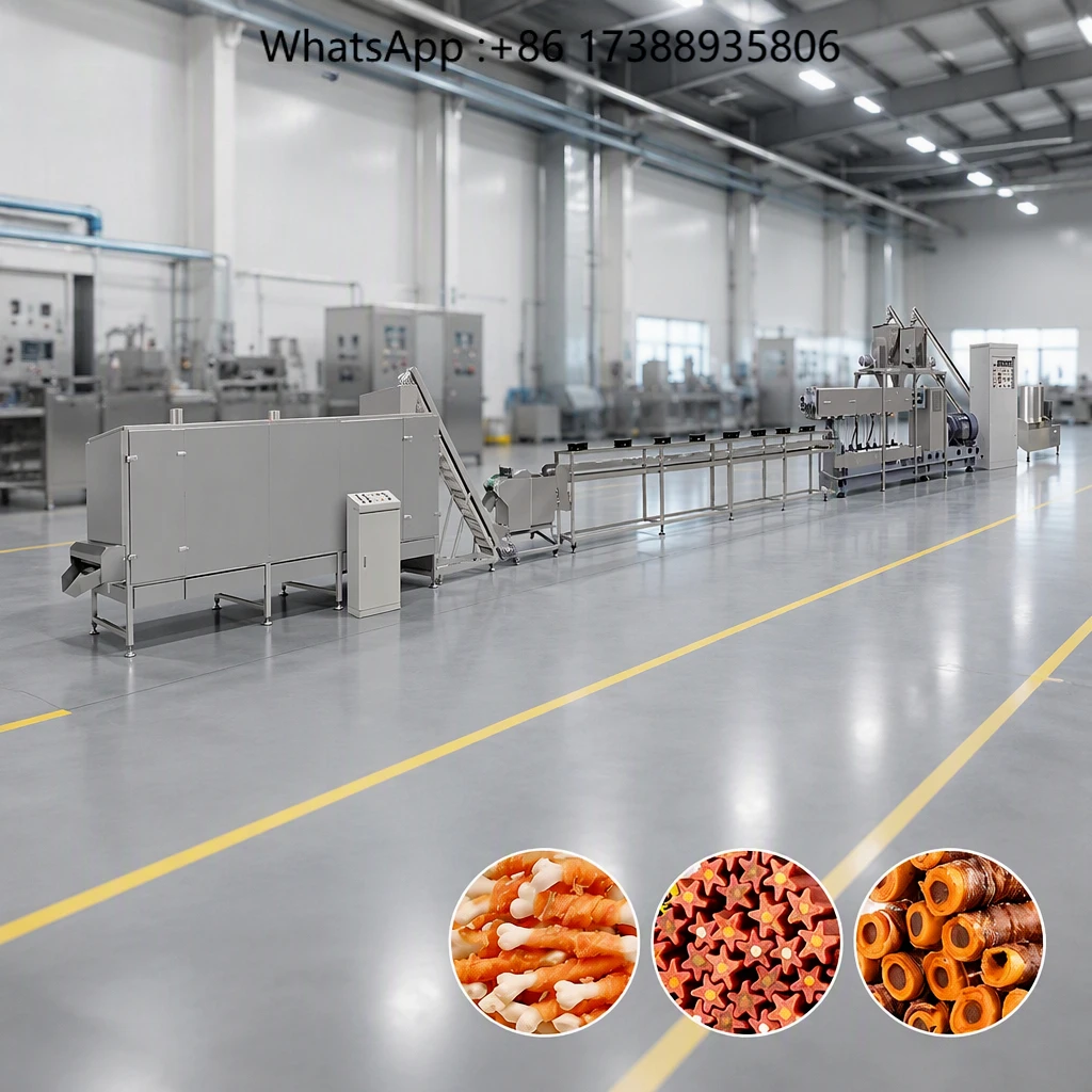 Continuous Companion Animal Chewing Treat Processing Plant Adjustable Texture Ration Forming Equipment for Medium