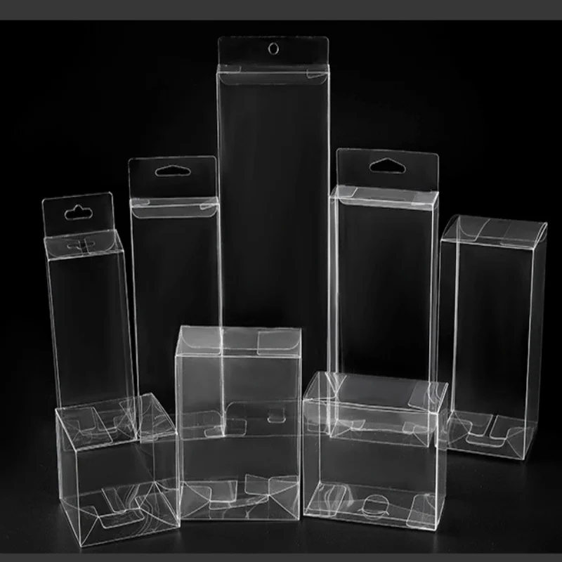 

10PCS Square High Clear PVC Packaging Boxes Thick Wedding Party Birthday Cup Chocolate Toys Jewelry Flower Folding Gifts Box