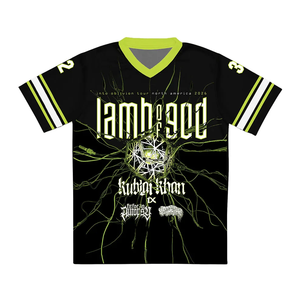 LAMB OF GOD Into Oblivion Tour 2026 Jersey Short Sleeve V-neck Loose Unisex T-shirt Heavy Mental Rock Band Tshirts 3D Print Tees