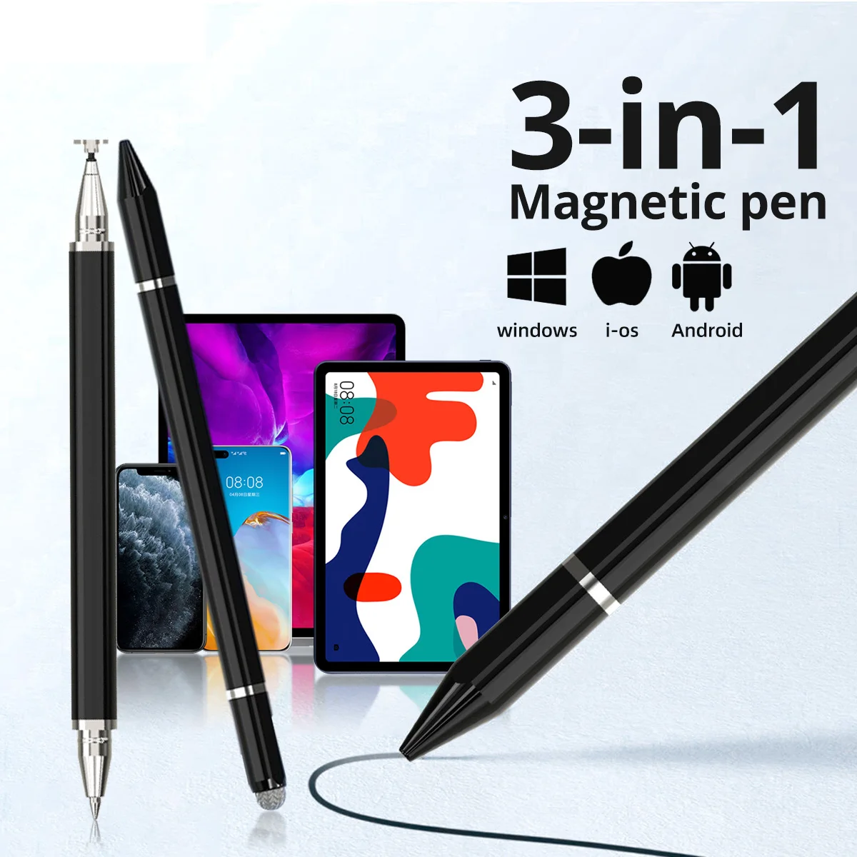 3 in 1 Stylus Touch Pen Drawing Capacitive Pencil Magnetic Adsorption For iOS Android iPad Samsung Xiaomi Tablet Smart phone Pen