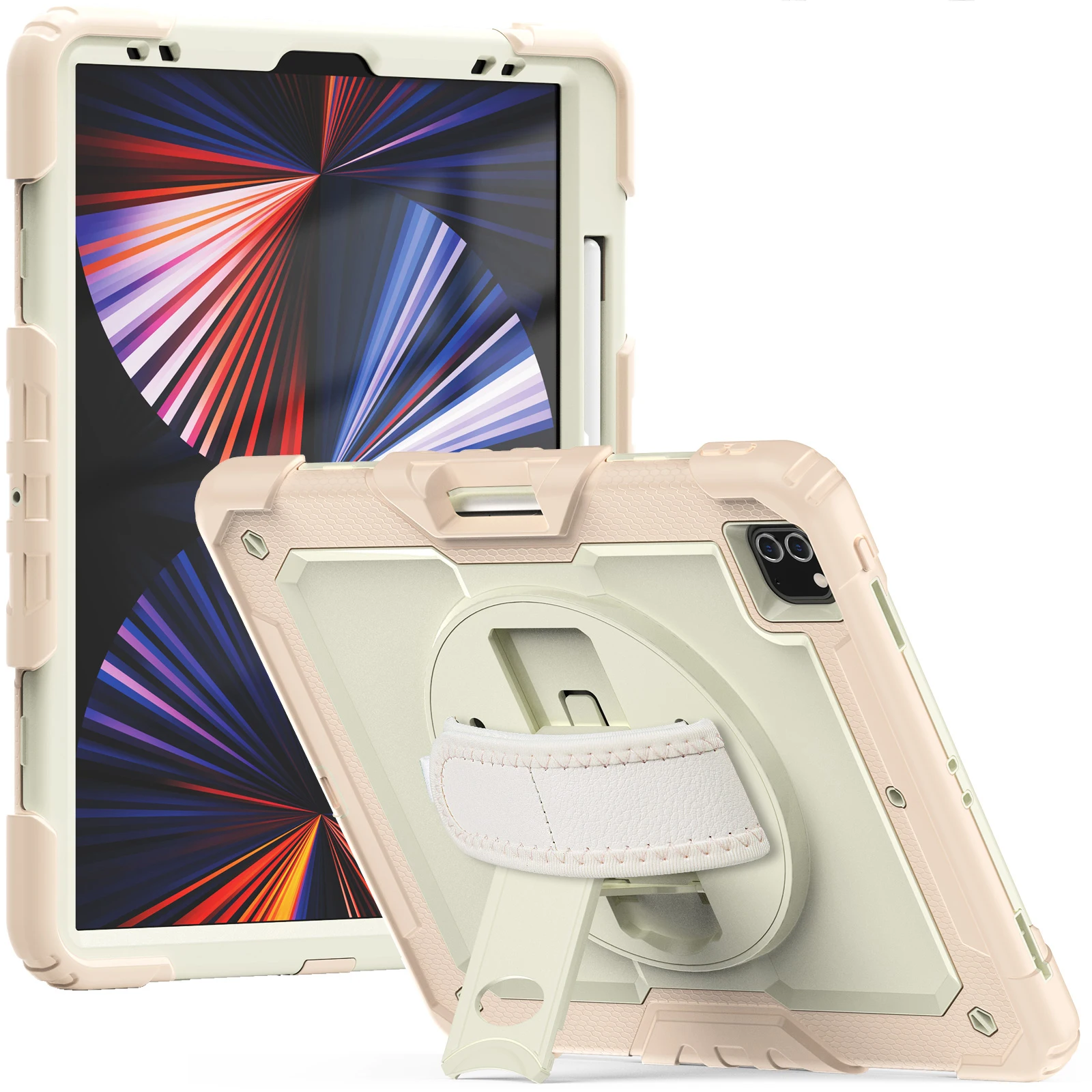 

Rotation Stand Tablet Case For iPad 2025 13 11 Pro Mini Air 3 4 5 6 7 8 9 10th 11th Generation 10.9 12.9 inch Hand Strap Cover
