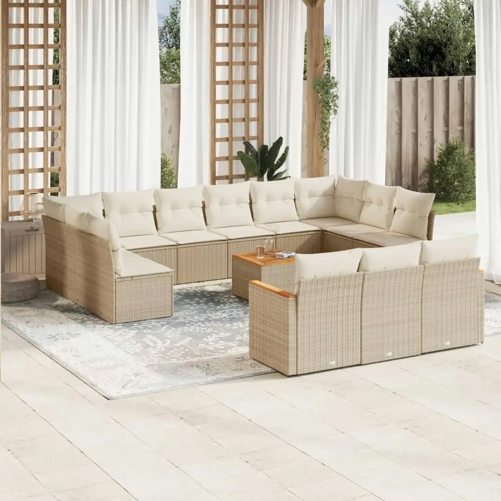 

Large Beige PE Rattan Modular Garden Sofa Set Comfortable Outdoor Lounge Furniture Stylish Patio Seating Arrangement