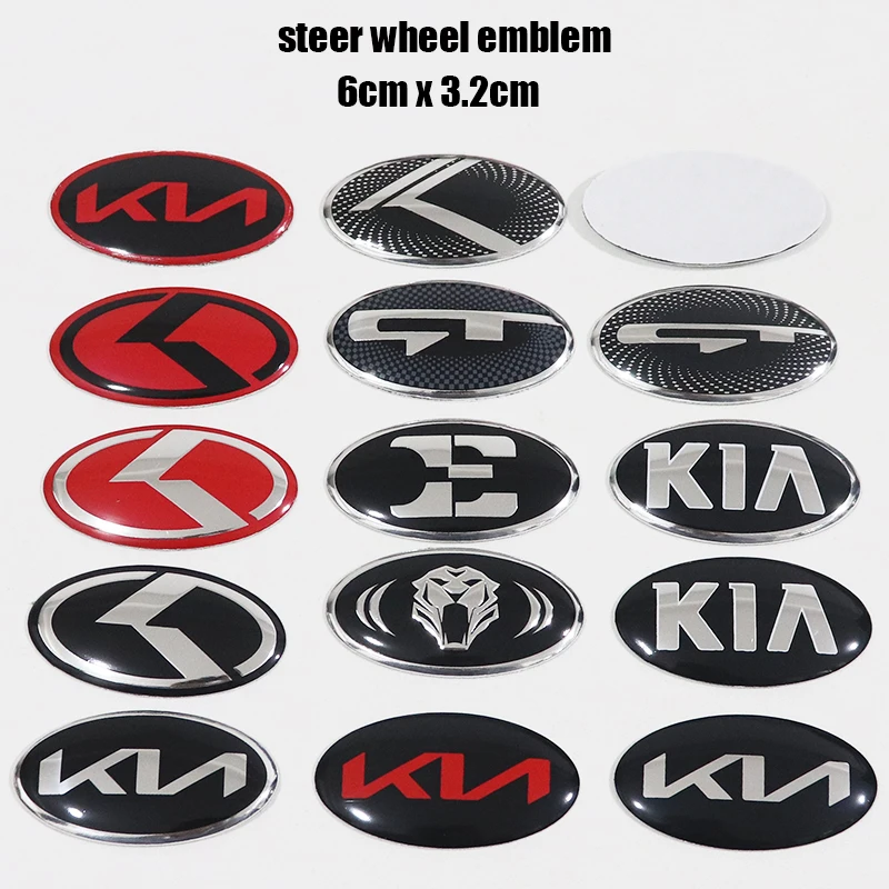 1pcs newest aluminum 3D steer wheel emblem Sticker Car Steering Wheel Car Interior Emblem Car styling Accessories For KIA