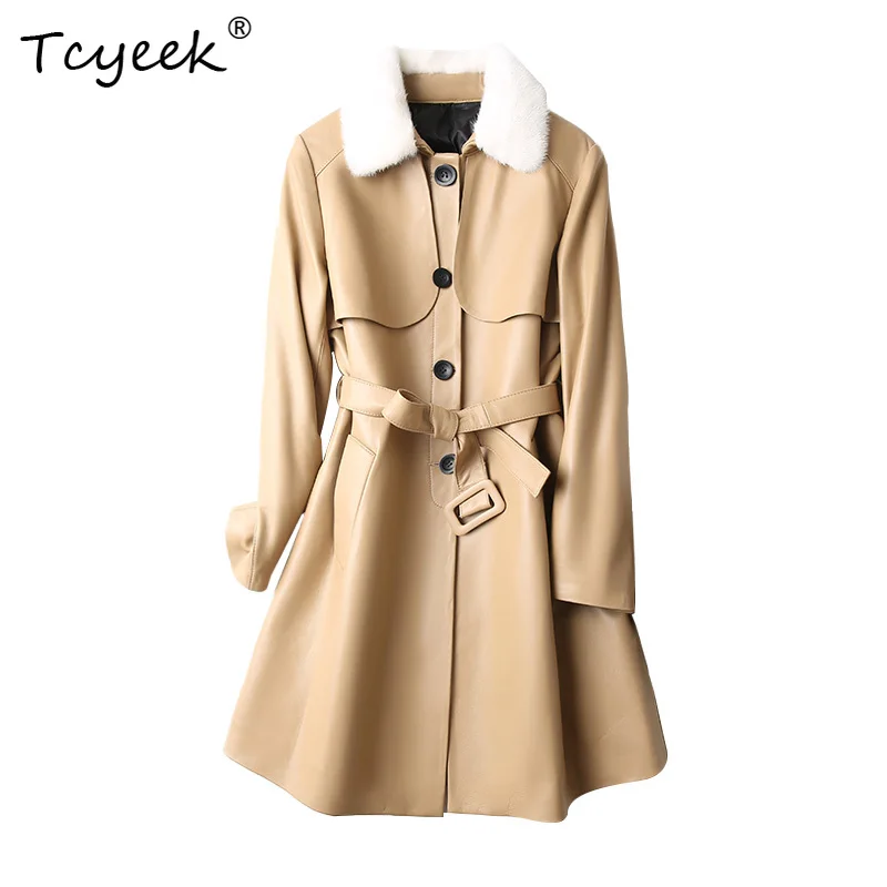 

Tcyeek Осенне-зимнее высококачественное норковое меховое пальто с квадратным вырезом, однотонное женское белое пальто средней длины на утином пуху Veste Femme