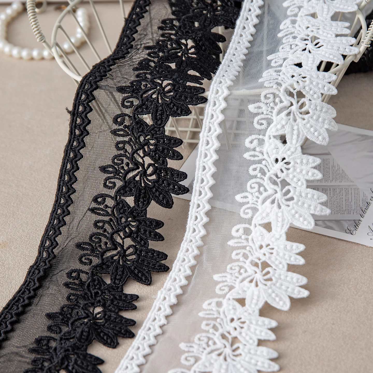 7.5cm Wide Beautiful Crochet Embroidery Lace Ribbon Trim Diy Embroidery Bed Skirt Lace Dress Curtain Lace Edge Decoration