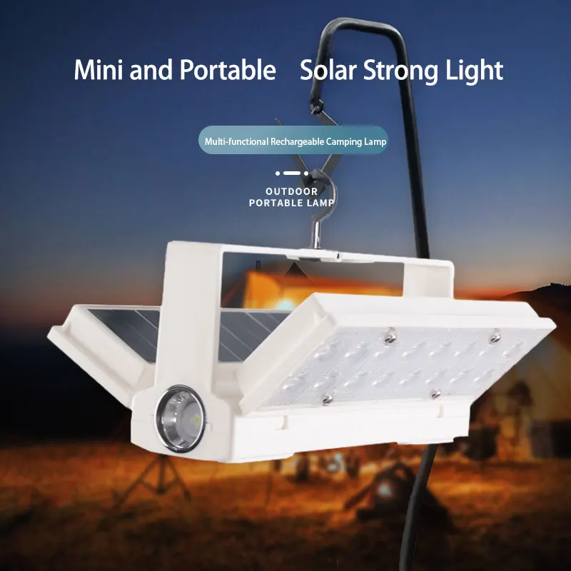 Solar Power LED Camping Lamp 90° Folding Portable Flashlight Lantern Outdoor Hiking Adventure Fishing Emergency Tent Light