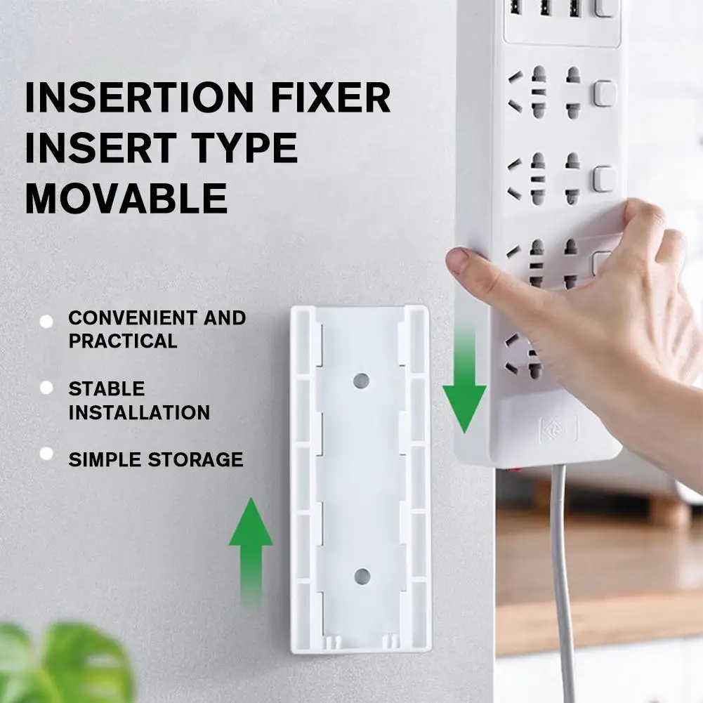 Wall-Mounted Holder Punch-Free Plug Fixer Self-Adhesive Socket Holder Fixer Home Power Strip Wire Seamless Organize Cable H5K5