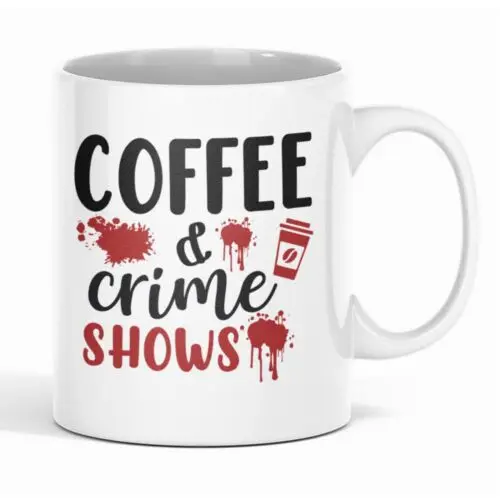 

Coffee and Crime Mug 11oz White Ceramic Coffee / Tea Mug Gift For Crime TV