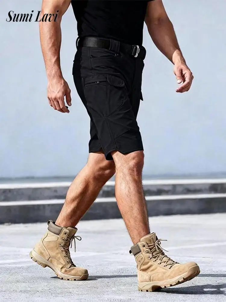 

Vintage Multi Pocket Cargo Shorts Men Sumemr Casual Quick-dry Breathable Straight Shorts Mens Fashion Solid Color Loose Shorts
