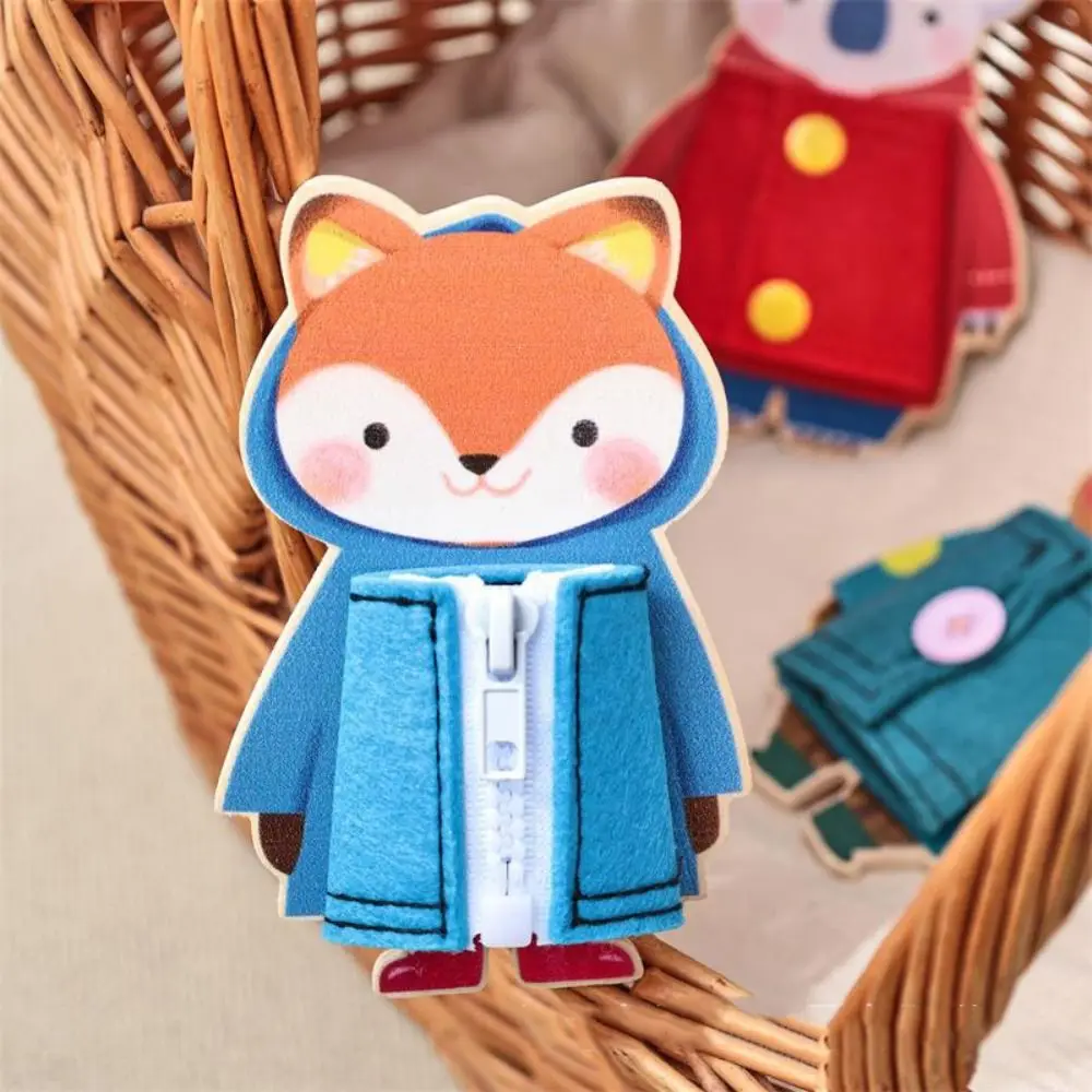 Usando roupas crianças montessori brinquedo cognitivo aprendizagem botão zíper educação precoce brinquedo mão-olho coordenação animal ocupado placa