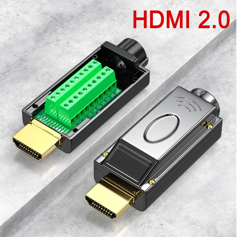1Pcs HDMI Solderless HD Cable Connector HDMI-Compatible 2.0 4K High-definition Wire Repair Wiring Terminal DIY Male Plug Adapter