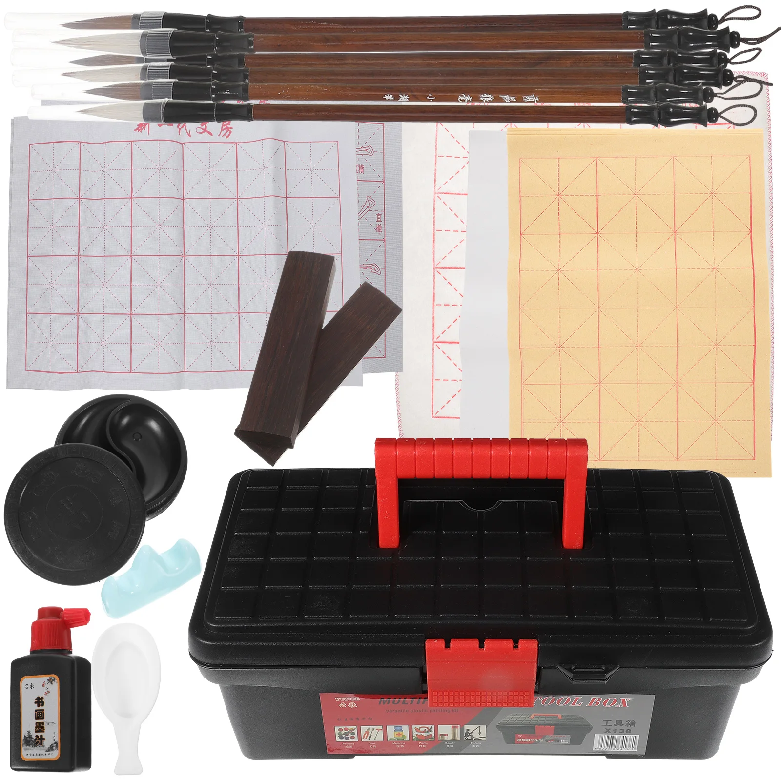 

Four Treasures Study Set Writing Cloth Calligraphy Paper Kit Beginner Mat Stationery Kids Folding Water Absorbing Ink Sumi