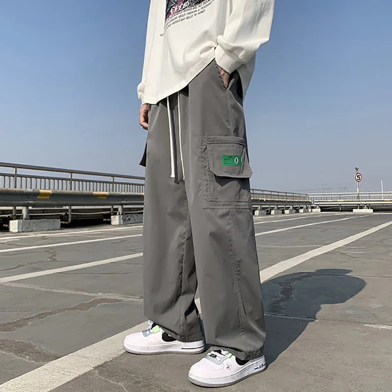 

Мужские повседневные брюки свободного кроя для работы, весна-осень, тонкие, модные, брендовые, больших размеров, широкие прямые длинные брюки