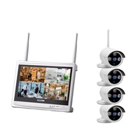 L 12.5Inch LCD Screen Cctv Security System Day Night Waterproof Camera Wireless DVR NVR Kit 4CH