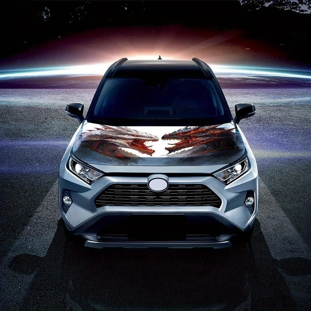 Duel of the Blazing Cold: The Fateful Clash of the Dragon؛ أغطية فينيل للسيارة، رسومات غطاء محرك السيارة من الفينيل، تصميم ملصق صادم