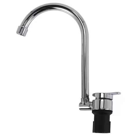 AB12-Foldable RV Faucet 360 Degree Rotation 9/16 Inlet Thread Single Handle Cold &amp; Hot Water Mixer Copper Faucet For RV Deck