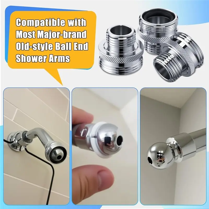 طقم محول ذراع الدش TFORU-Ball (3 عبوات)، لتحويل عتيق 14UN 20UN إلى 1/2 بوصة NPT، لصنابير الحوض القديمة الطراز