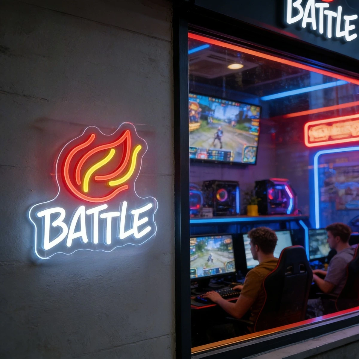 Battle Neon Sign LED Flame USB - مراجعة Esports Gaming Zone وسعره