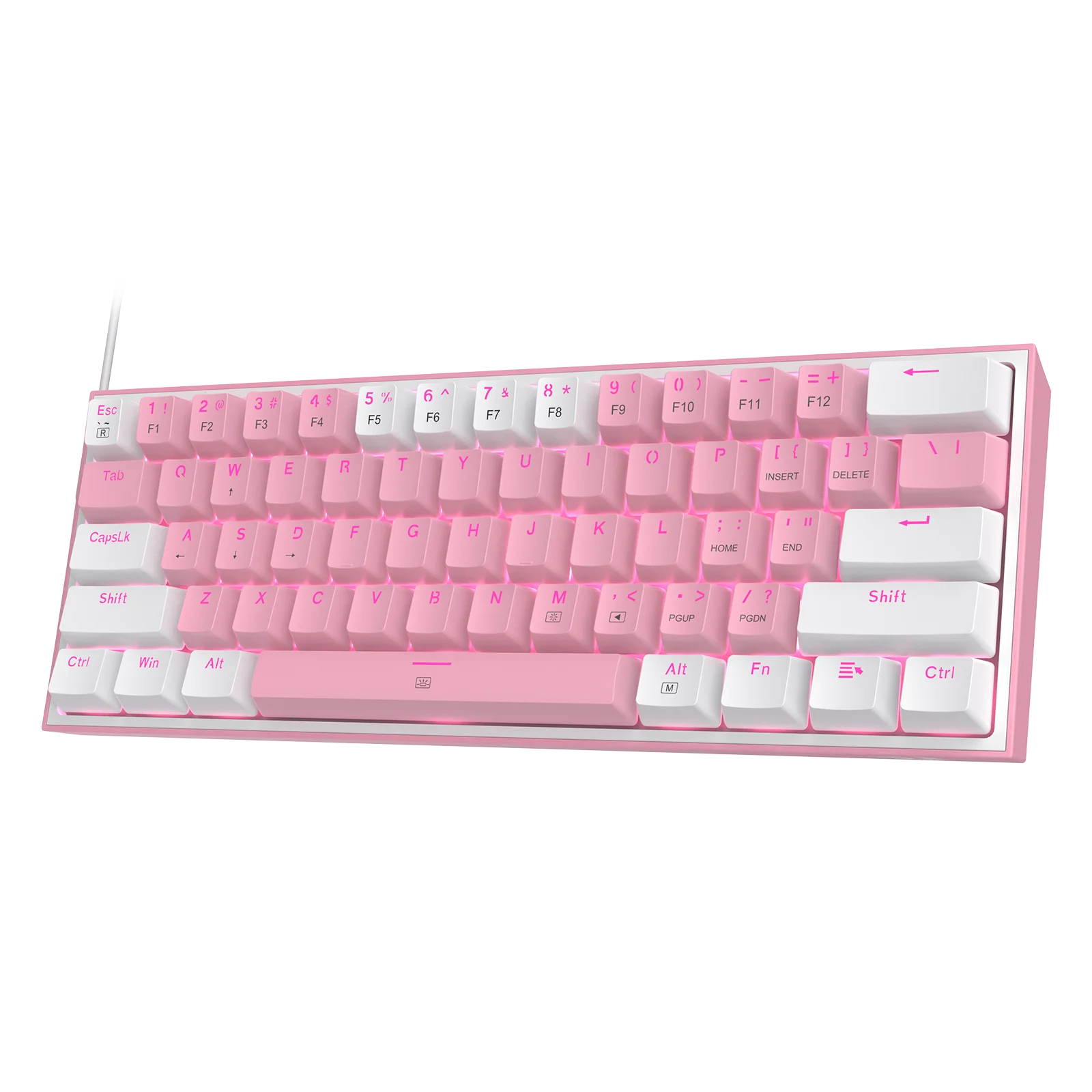 Redragon K617 Fizz 60% bedraad RGB-gamingtoetsenbord, 61 toetsen hot-swap compact mechanisch toetsenbord rode schakelaar