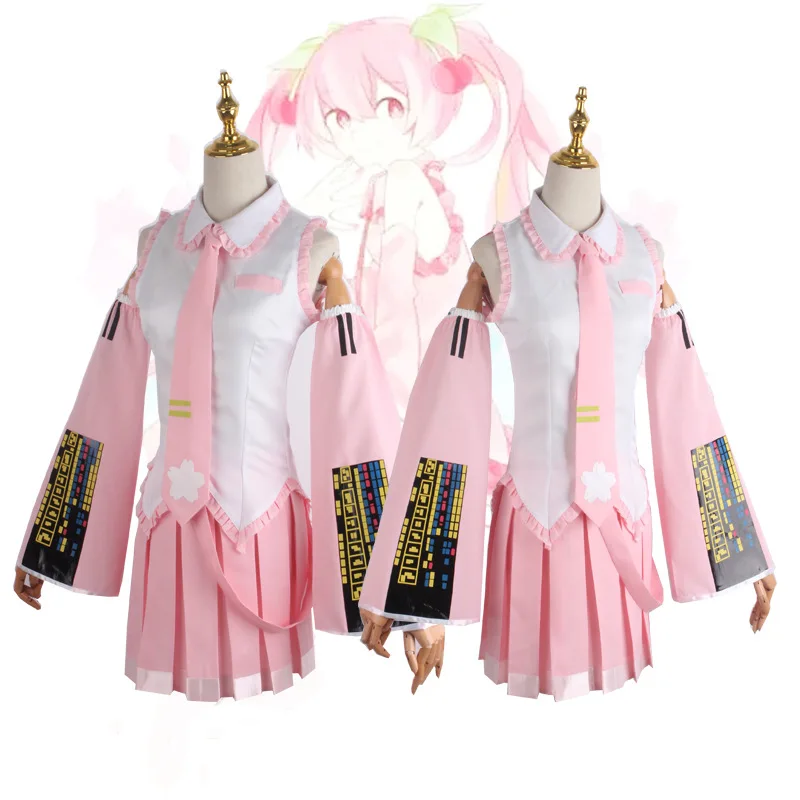 Pink miku cosplay costume hatsune miku cosplay  anime clothes girl full uniform for party