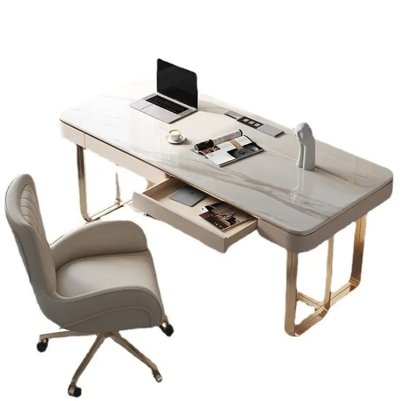 Italian light luxury rock slab desk simple home designer study computer desk writing desk study