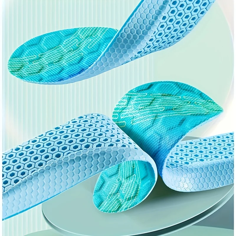 2 PCS 4D Sports TPU Insole Autumn Soft Breathable High Elastic Shock-absorbing Latex Insole For Men And Women