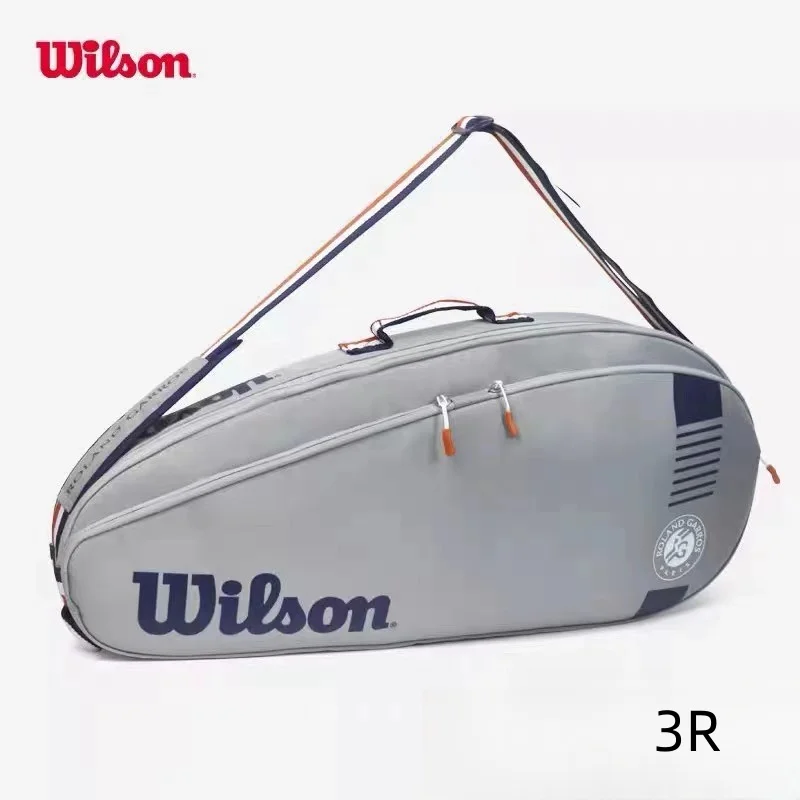 Wilson 2024 Team Roland Garros Backpack French Open Multi functional Large Capacity Orange Blue Grey Double Shoulder Tennis Bag