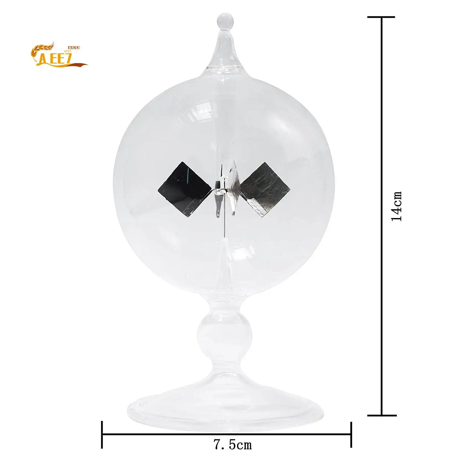 

AEE7-Clear Solar Power Radiometer Sun Light Energy Spinning Vanes Glass Radiometer Science Educational Light Mill