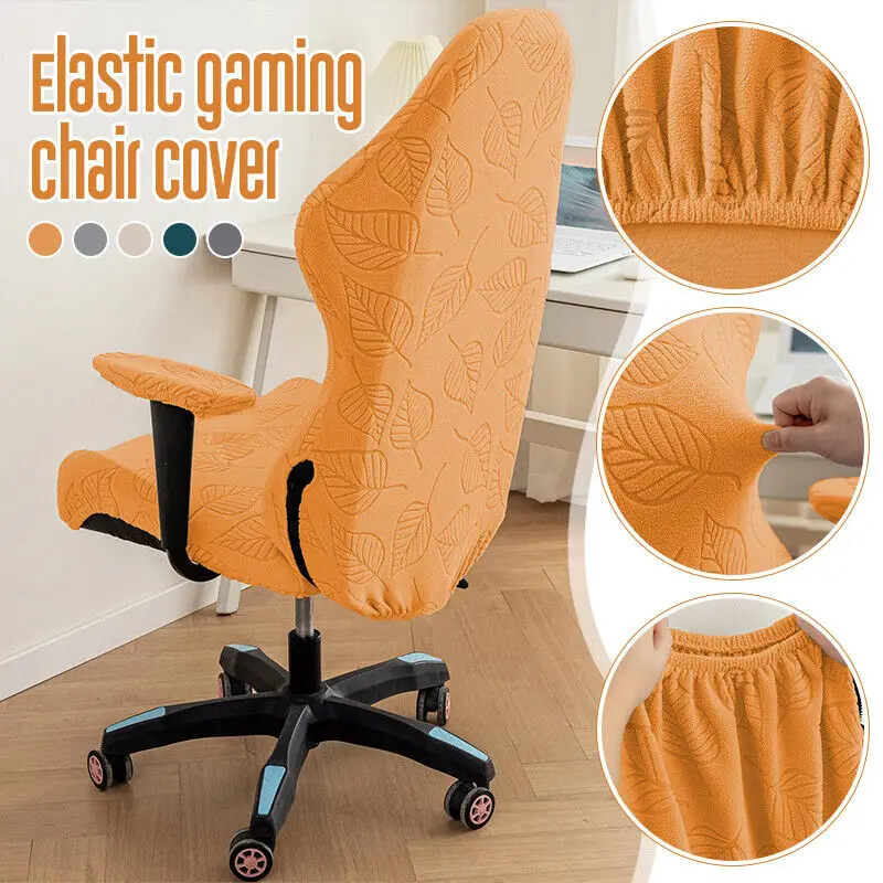 Gaming Chair Cover Leaf Jacquard Armchair Slipcover Computer Seat Cover Rotating Slipcover Armchair Protector Gaming Chair Case