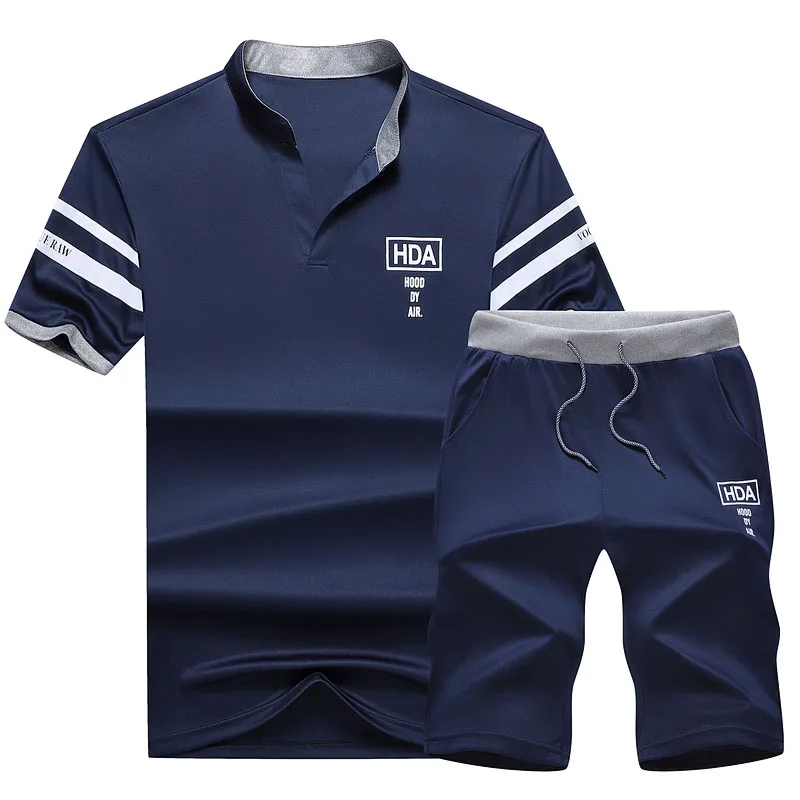 Tracksuit Men New 2026 Summer Two Piece Set Men T Shirt Cropped Top+Shorts Suit Mens Sportwear Shorts Sets Outwear Sweat Suit