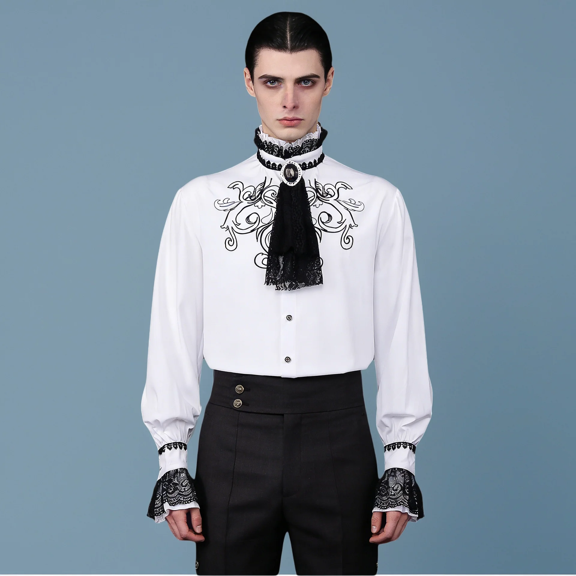 

Men's Renaissance Clothing Shirt Medieval Steampunk Gentleman Inner Wear Cross-Border Popular Stage Costume Ethnic Fashion