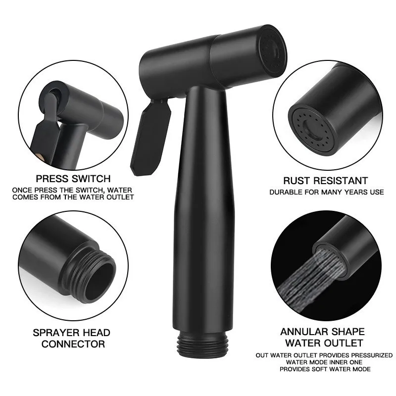 Wall Mount Toilet Bidet Holder Sprayer Gun Set Protable Faucet Handheld Clean Toilet Bidet Sprayer for Home Bathroom Accessories