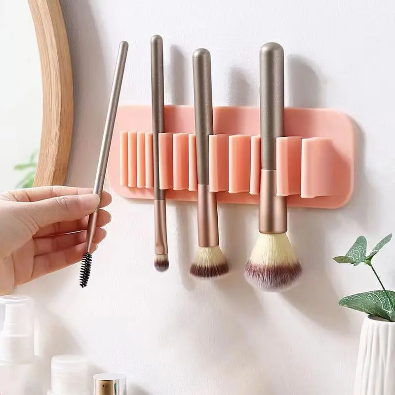 Silicone Wall Mount Makeup Brush Holder Storage Stand Hanger Case Organizer Thin Paint Brush Drying Art Rack Suction Cup