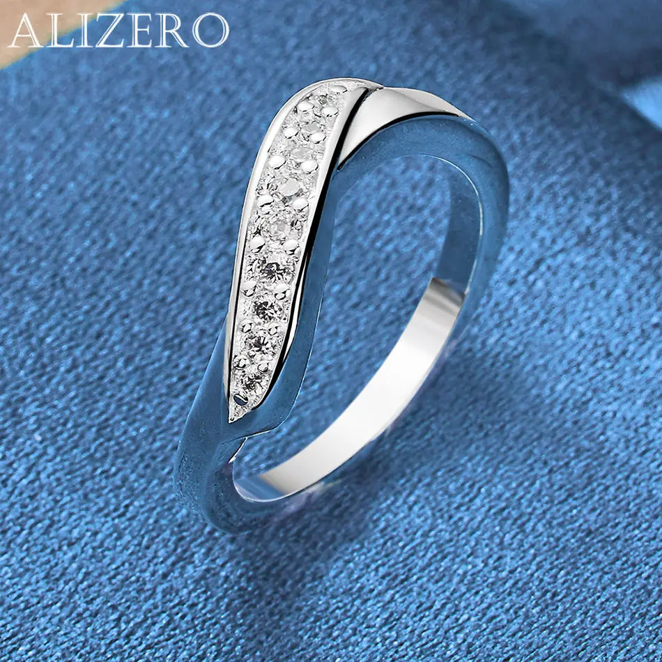 

ALIZERO 925 Sterling Silver Leaf Ring with Shiny Zircon Design For Women Fashion Party and Daily Wear Jewelry Gifts