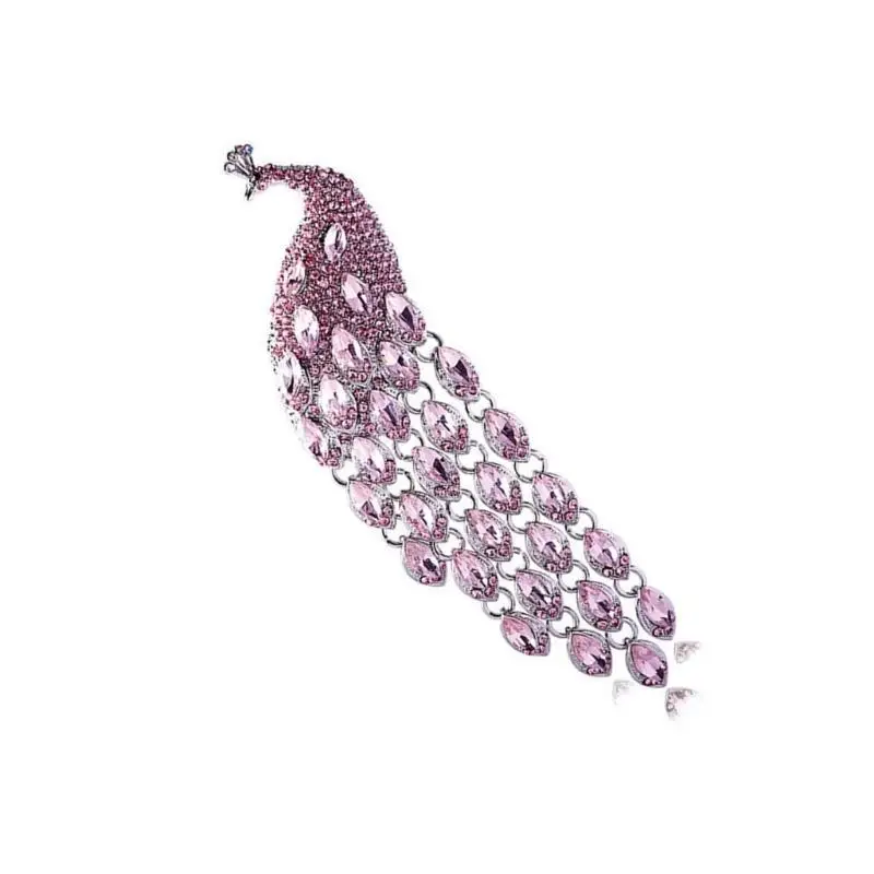 

31BB Sophisticated Crystal Peacocks Brooch Evening Party Jewelry Wedding Brooch for Daily Commute and Special Occasions