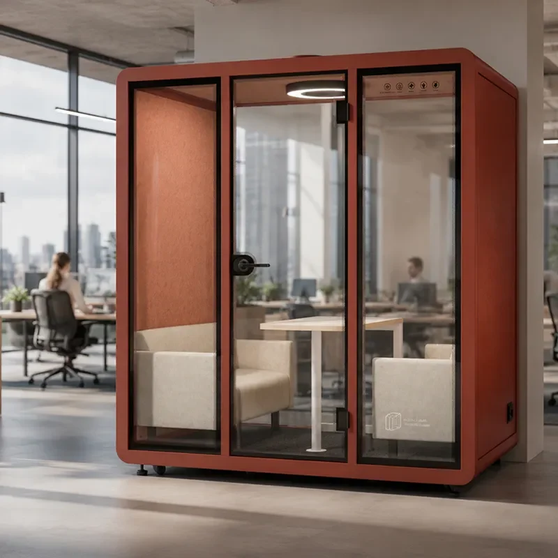 Soundproof Office Cubicles Glass Partitions Silent Workspaces Acoustic Cabins for Quiet Private Workspace Booths