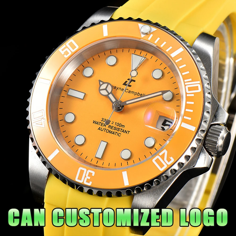 40.5mm Diving Automatic Mechanical Can Custom Logo Men\'s watches NH35 Movement Ceramic Bezel Waterproof Wristwatch Sapphire