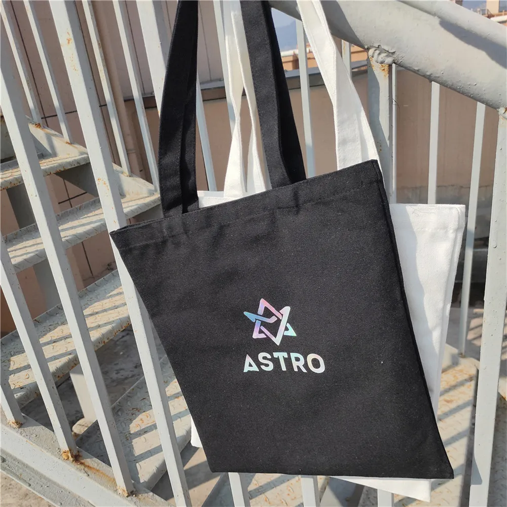 KPOP ASTRO Laser Printing Canvas Shoulderbag Eunwoo Jinjin Fashion Travel Camping Shopping Bags Boys Girls Fans Birthday Gifts