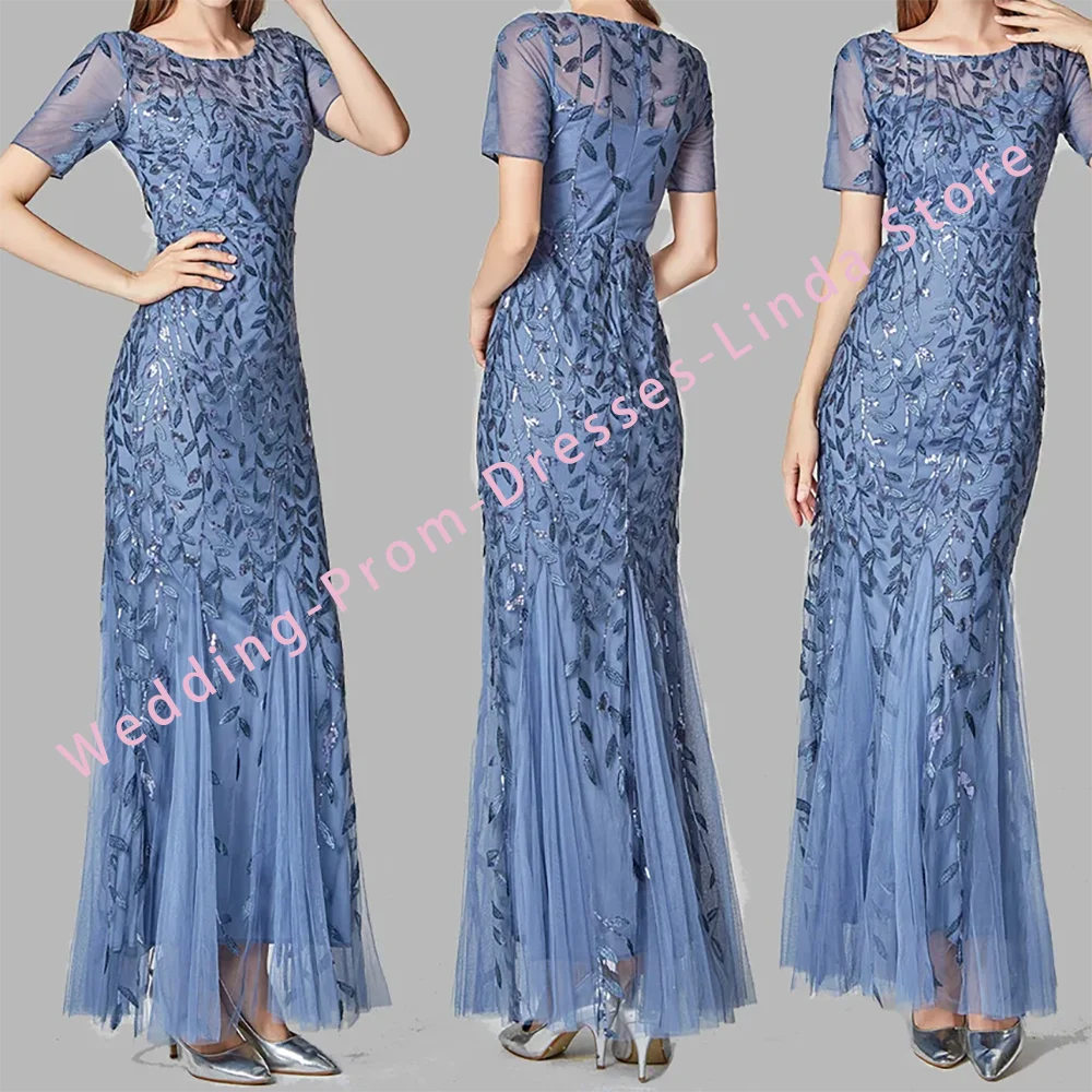 

Elegant O-Neck Appliques Short-Long Sleeve Mother Of Bride Wedding Dresses Bridal Gowns Customized