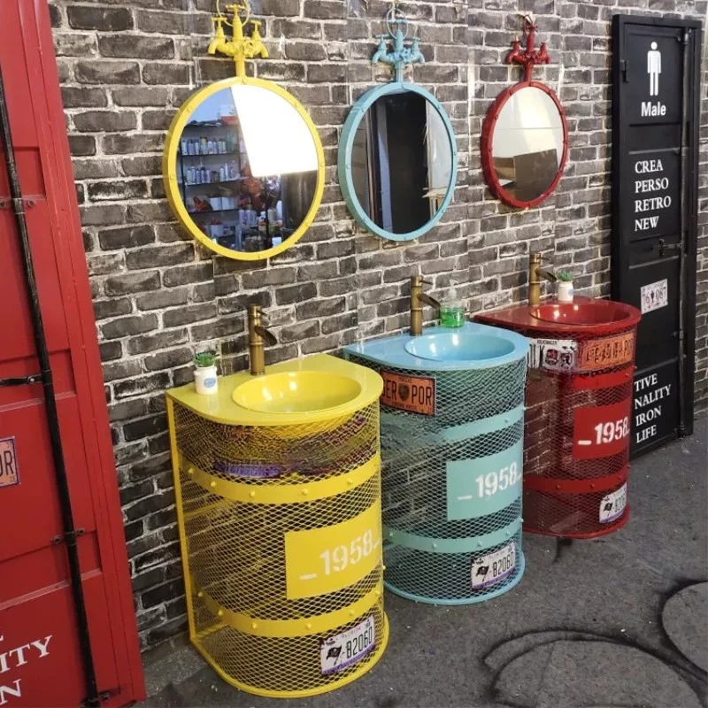 Creative Art Column Sink Vintage Industrial Style Colorful Sink Bar Personality Simple Sink