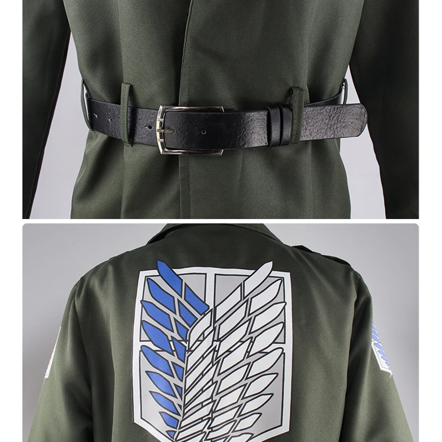 Disfraz de ataque a los Titanes para hombre, traje de Shingek No Kyojin, uniforme de Legión Scout, abrigo largo de viento verde, trajes de Halloween