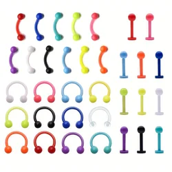 16G Bioflex Acrylic Curved Barbell Horseshoe Lip Eyebrow Rings Piercing Retainer Plastic Flexible Nose Septum Belly Piercing