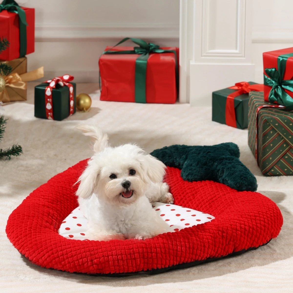 New design pet nest luxury heart shape comfy cat dog house New Holiday Christmas cat bed pet bed