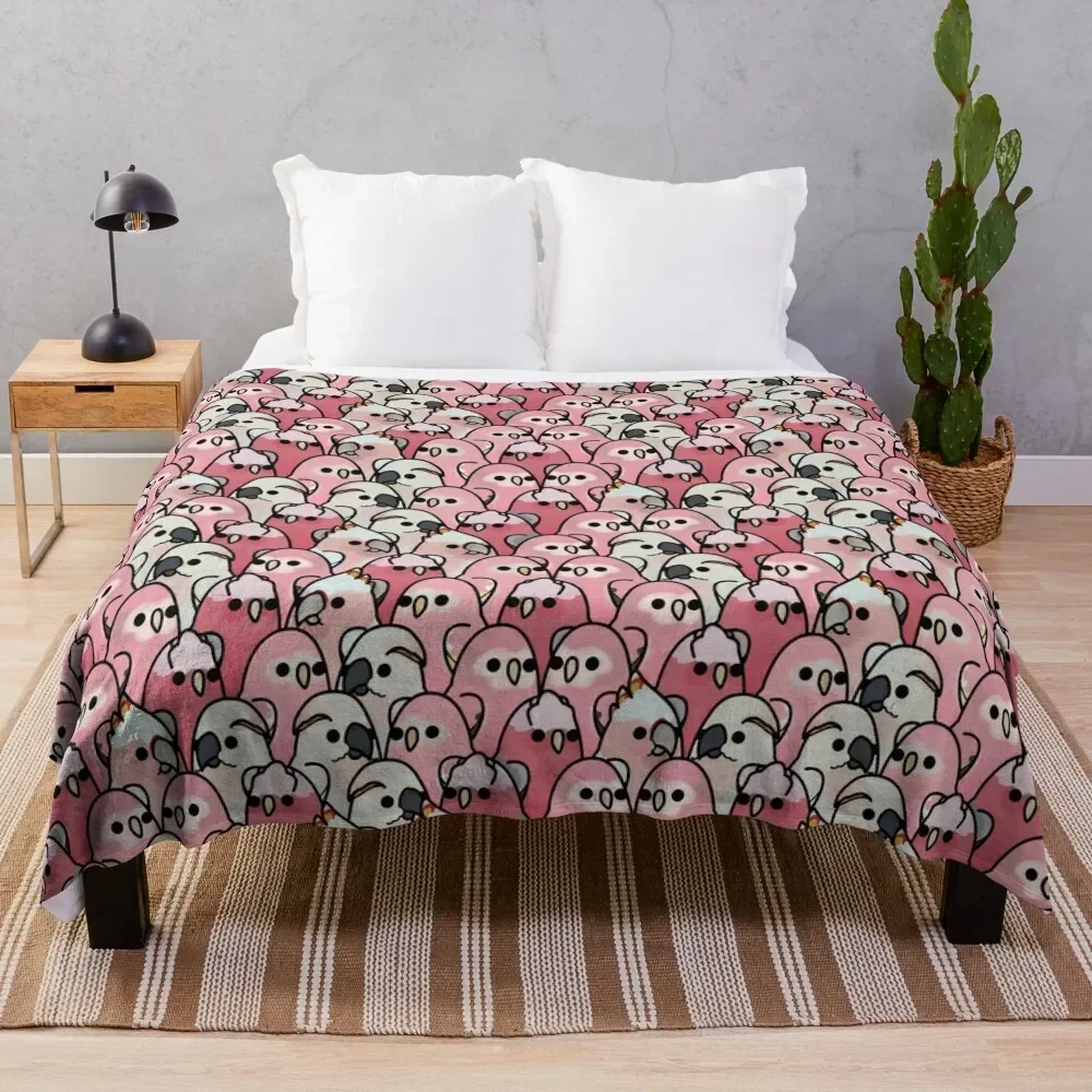 

Too Many Birds! - Pink Parrot Posse! Throw Blanket Large Decorative Sofas Sleeping Bag Blankets