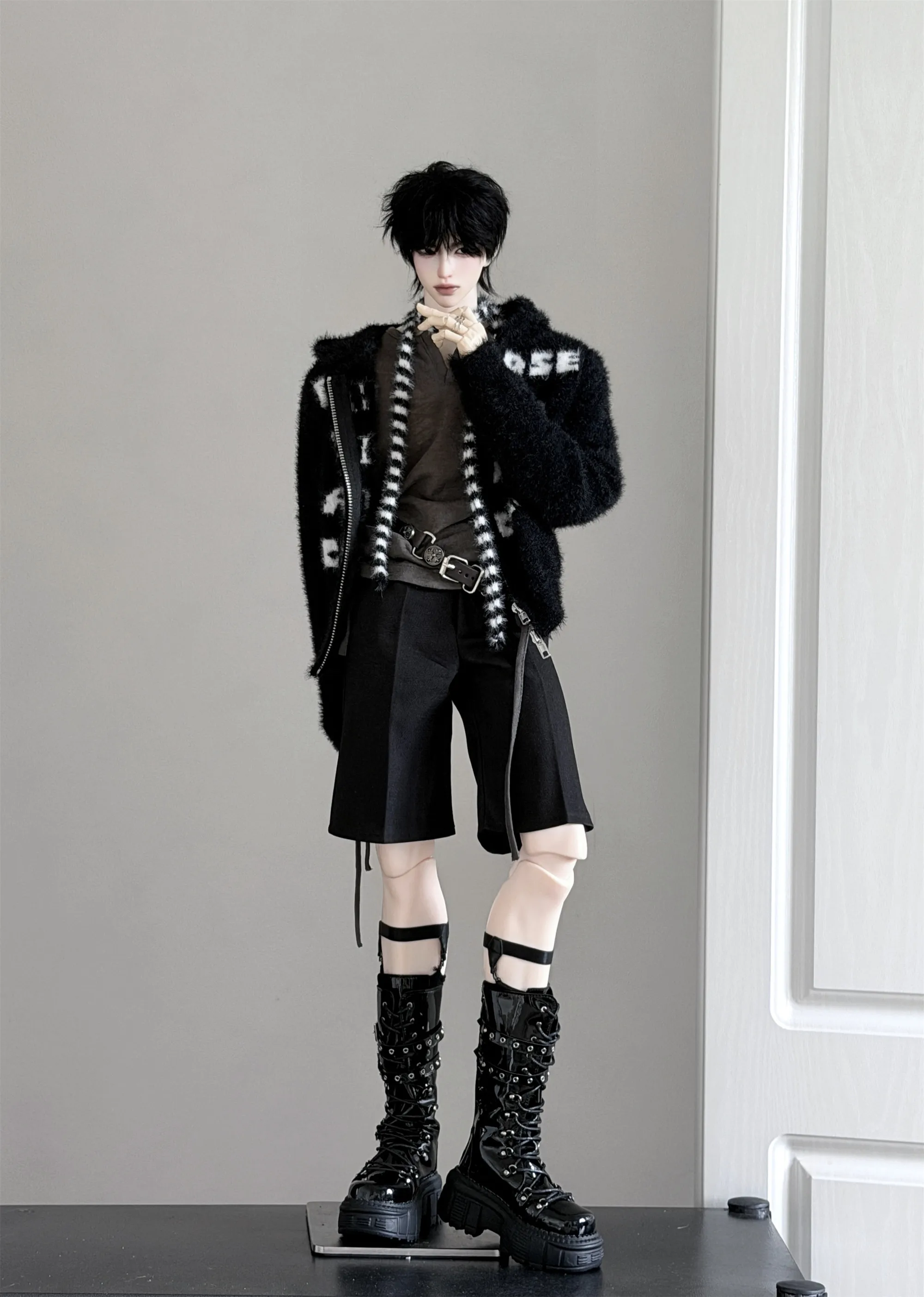 1/4 ID75 Knee-high Chunky-heeled Boots In Stock BJD Doll Shoes Boys Girls Black Brown Glossy Leather High Boots Doll Accessories
