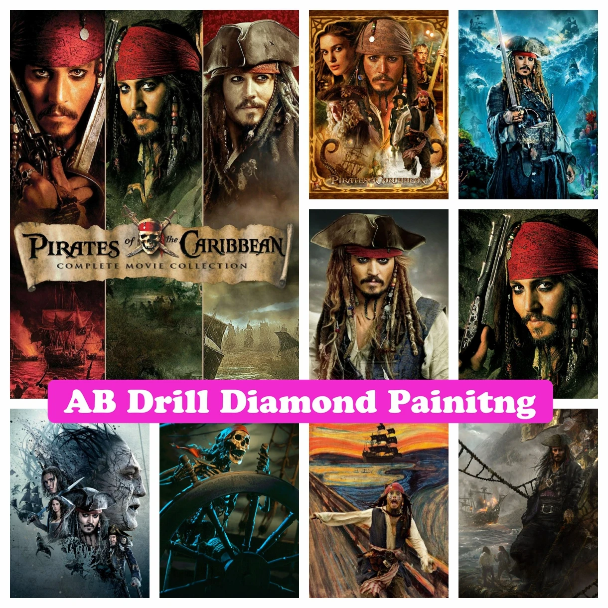 

Johnny Depp 5D DIY AB Diamond Painting Mosaic Embroidery Pirates Of The Caribbean Captain Jack Sparrow Cross Stitch Home Decor