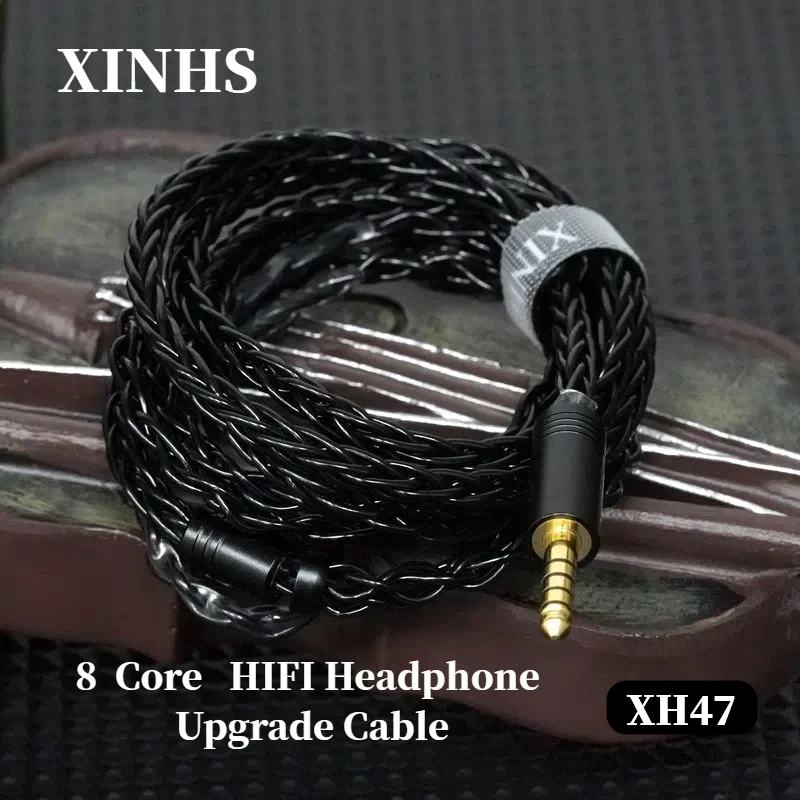 XINHS XH47 Black 8-core High Conductivity 7N Monocrystalline Copper Silver Plated HIFI Headphone Upgrade Cable IE900/MMCX/QDC